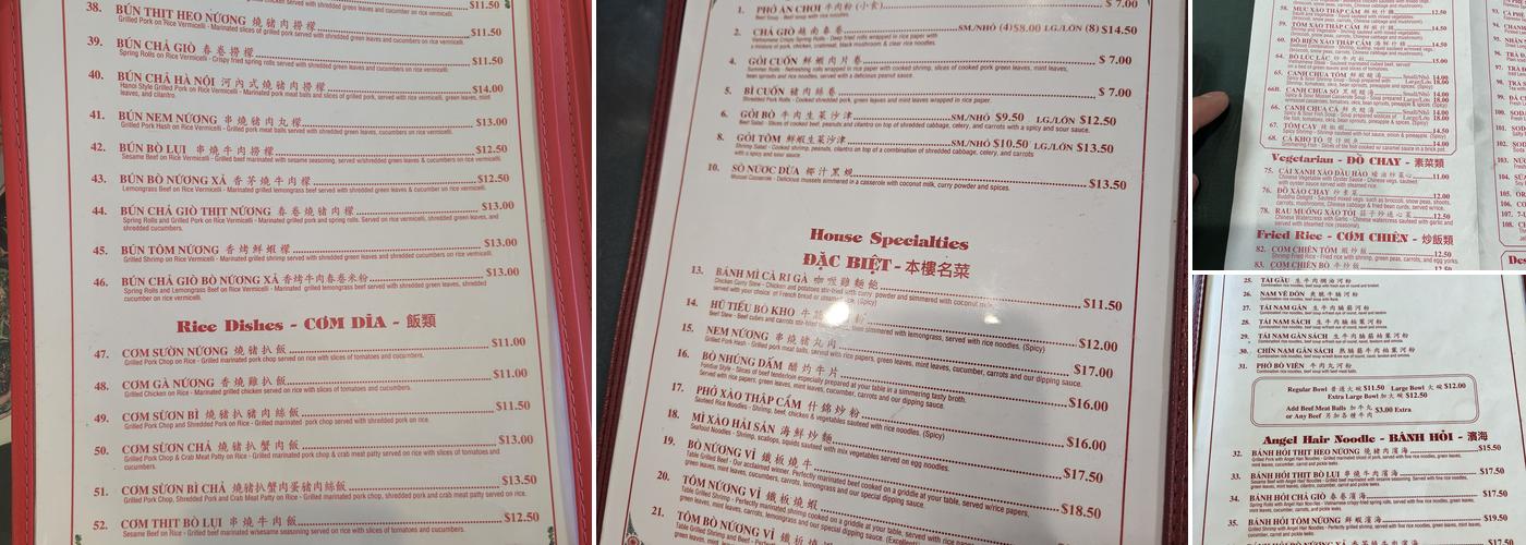 Phở Bằng Menu