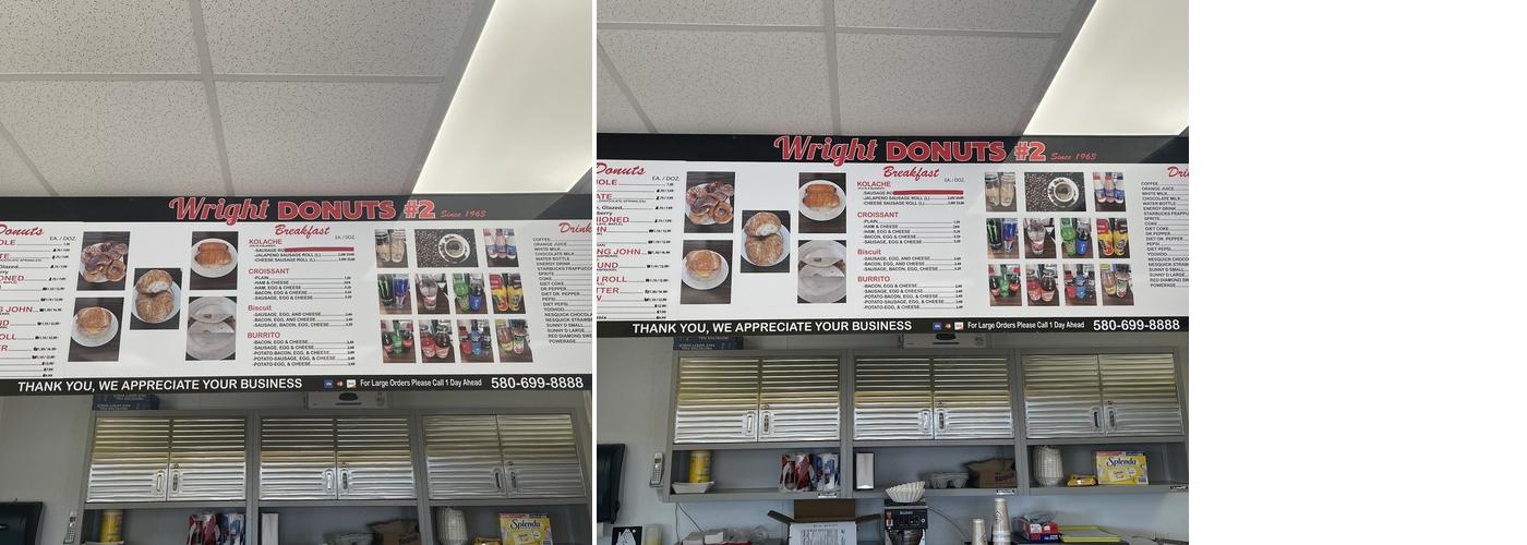 Wright Donuts #2 Menu