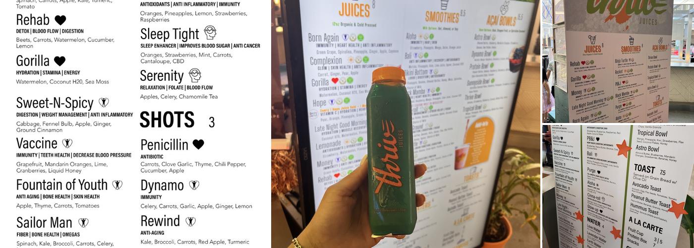 Thrive Juices Menu