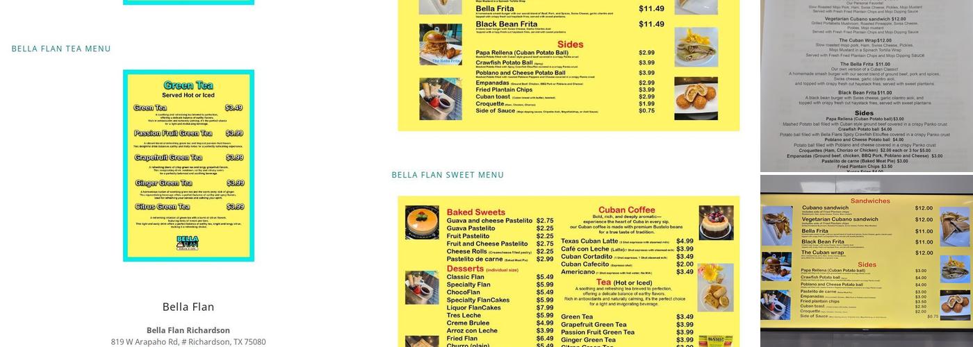 Bella Flan Bakery and Cafe Menu