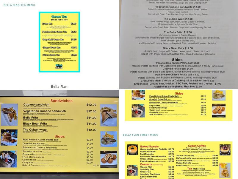 Bella Flan Bakery and Cafe Menu