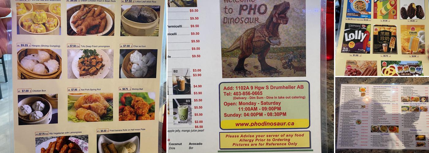 Pho Dinosaur Menu