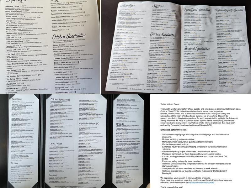 Indian Spice Cuisine Menu