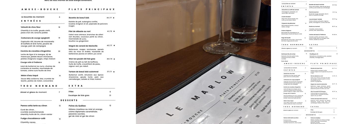 Le Marlow Restaurant Longueuil (Apportez votre vin) Menu