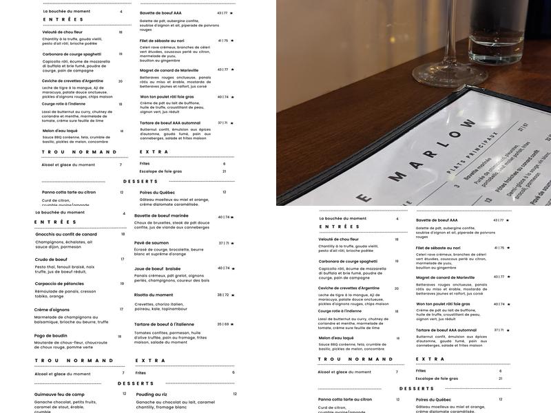 Le Marlow Restaurant Longueuil (Apportez votre vin) Menu