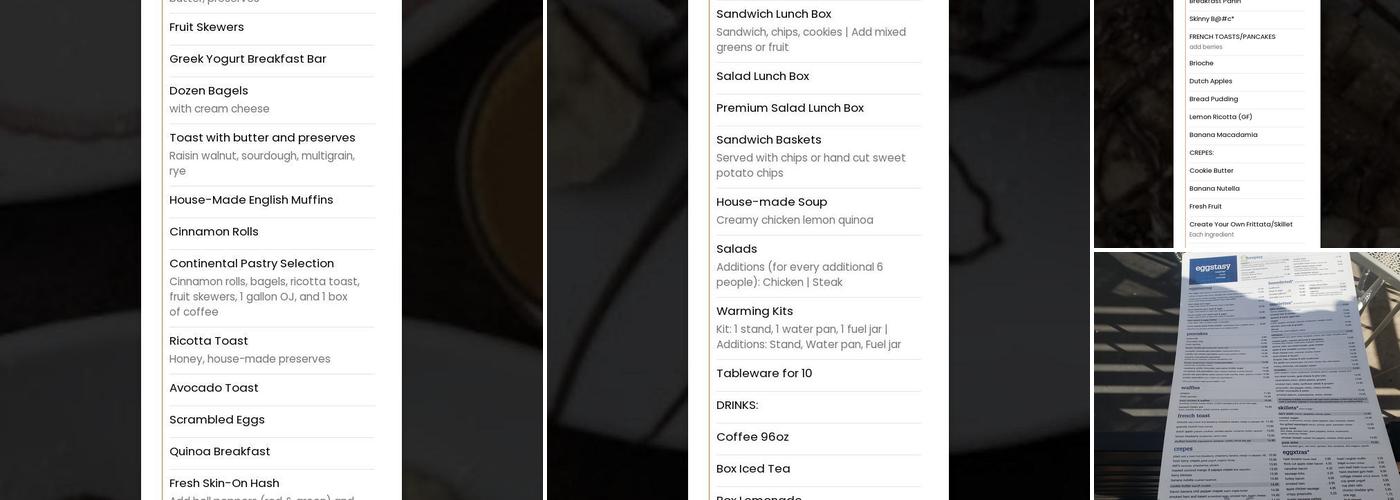 Eggstasy Menu