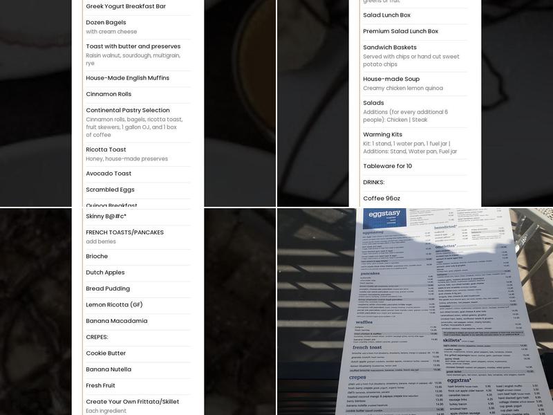 Eggstasy Menu