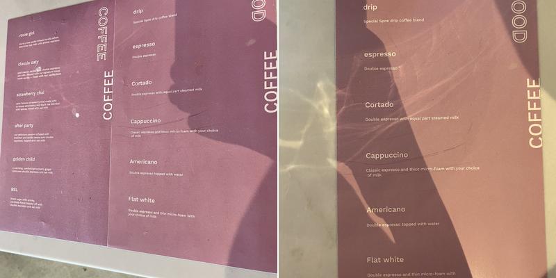 Spce Coffee Menu
