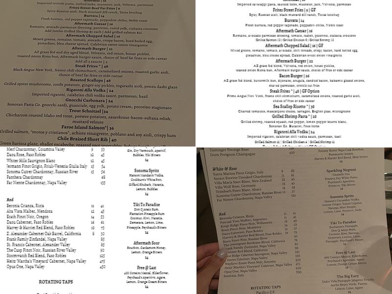 Aftermath Restaurant Menu