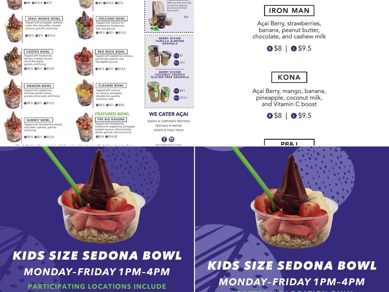 Berry Divine Acai Bowls Menu
