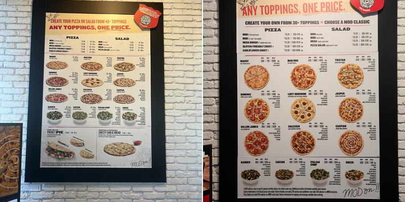 MOD Pizza Menu
