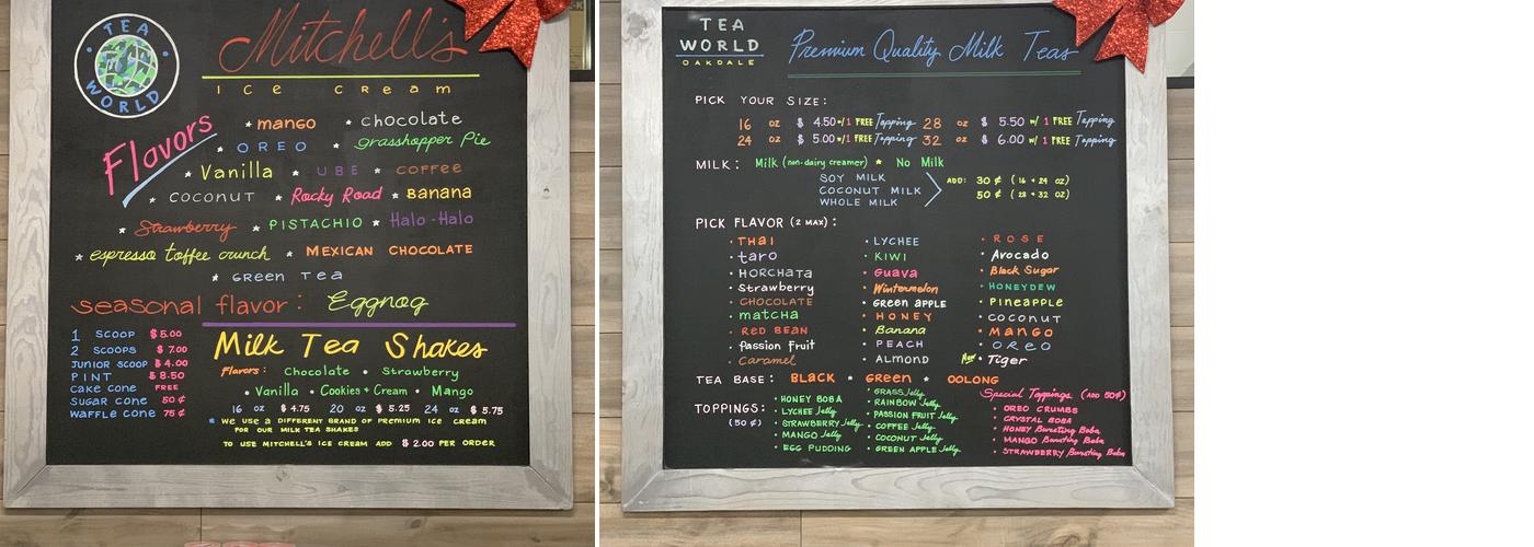 Tea World Menu
