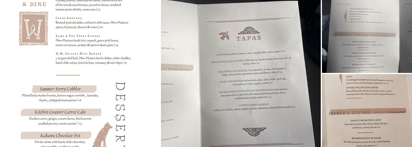 Wolf In The Woods Menu