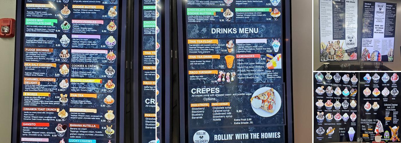 Rollin Creamery Menu