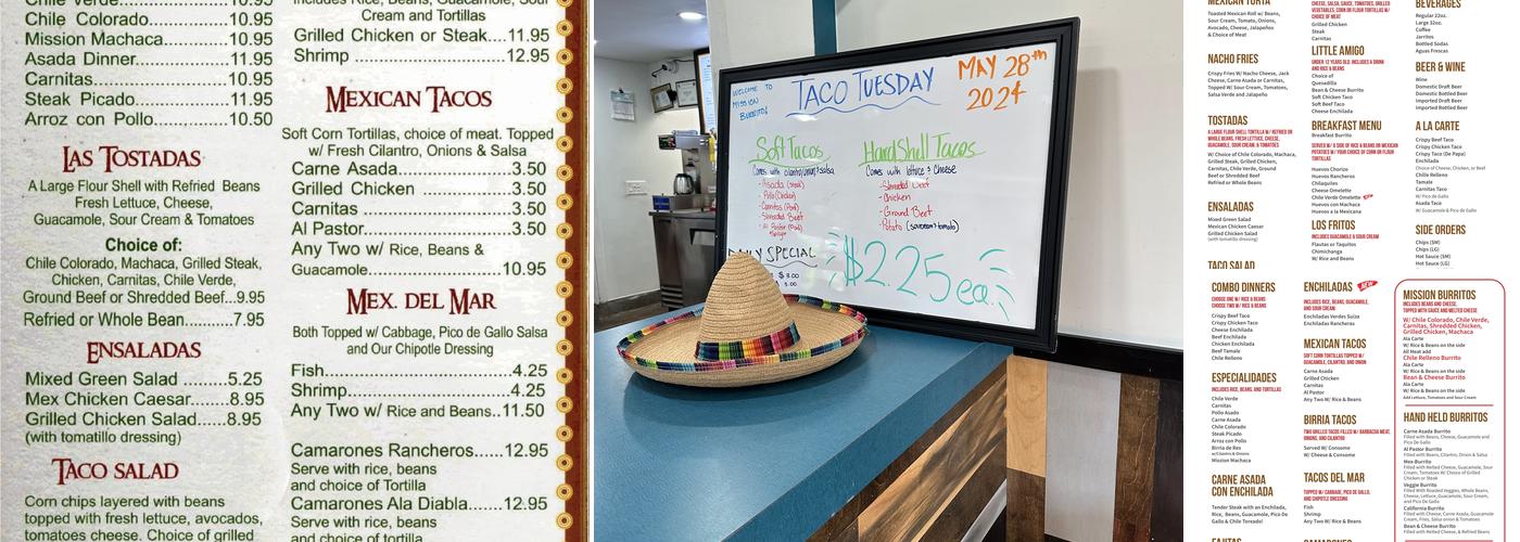 Mission Burrito Menu