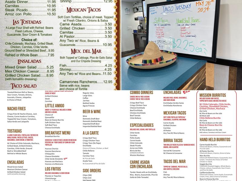 Mission Burrito Menu