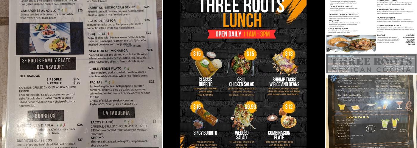 Three Roots Mexican Cocina Menu