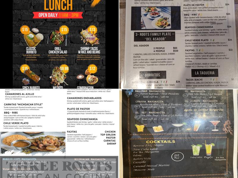 Three Roots Mexican Cocina Menu
