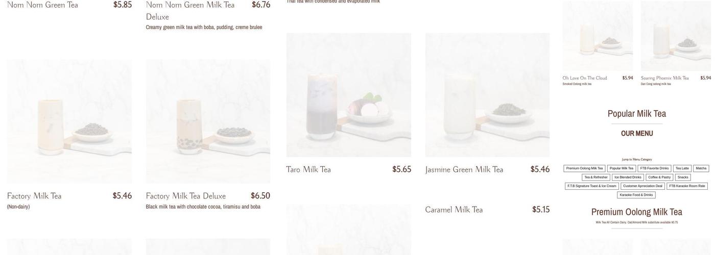 FACTORY TEA BAR Menu