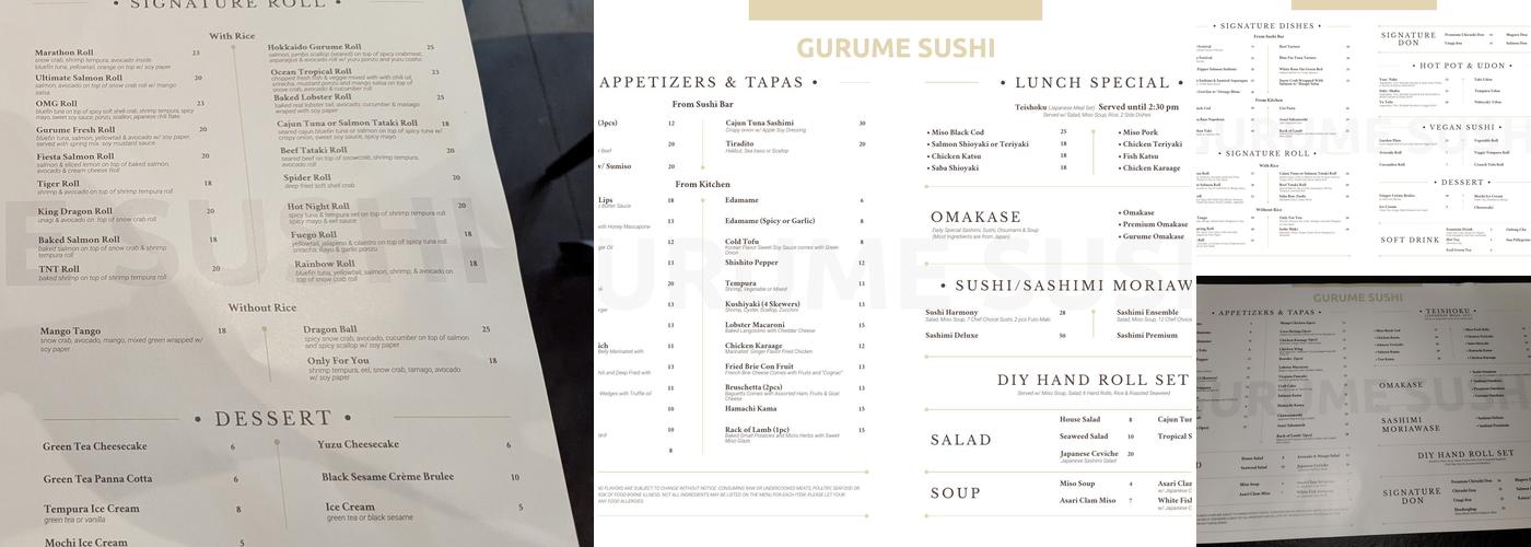 Gurume Sushi Menu