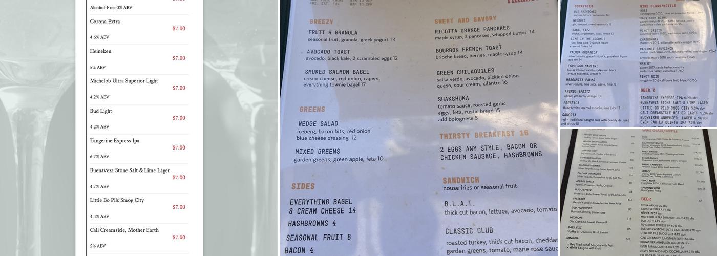 The Thirsty Palms Menu
