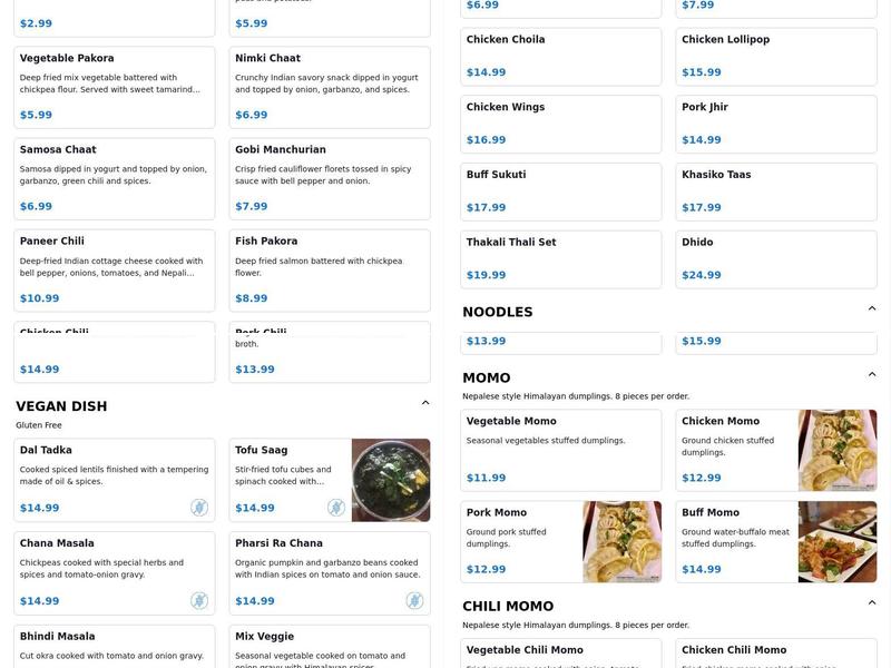 Gurung Kitchen Menu