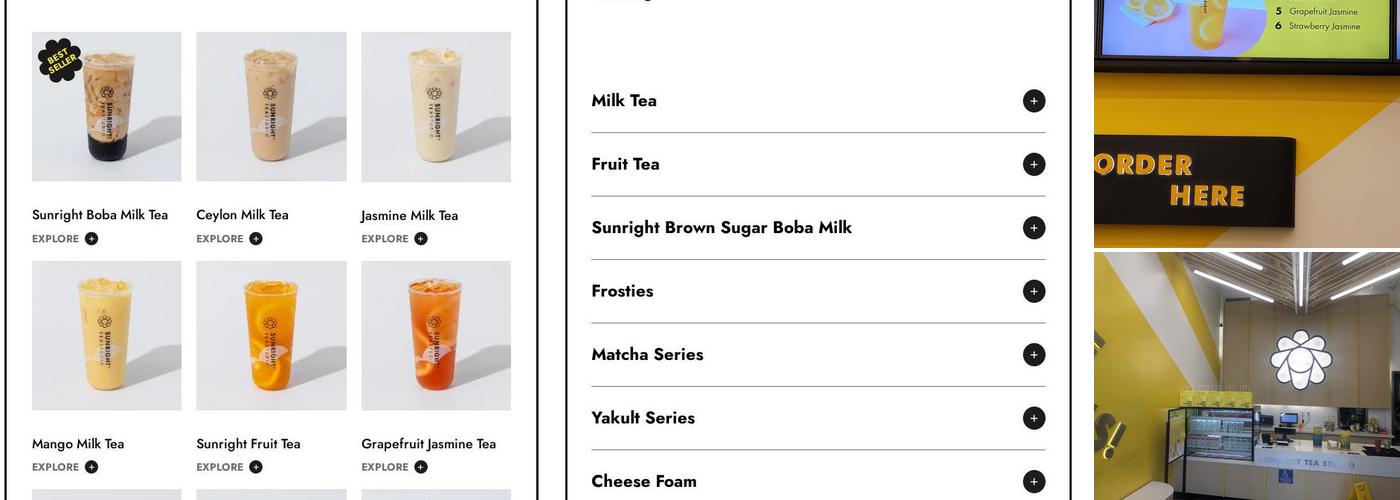 Sunright Tea Studio - Pasadena Menu