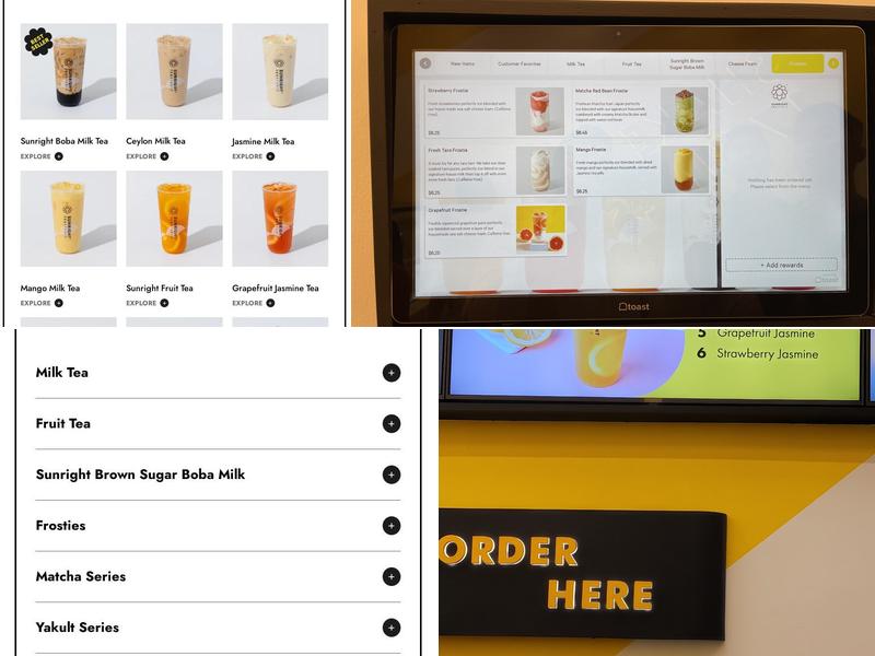 Sunright Tea Studio - Pasadena Menu