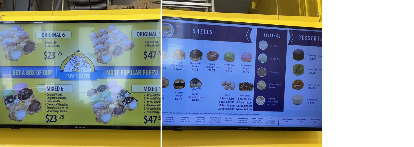 Beard Papa's Menu