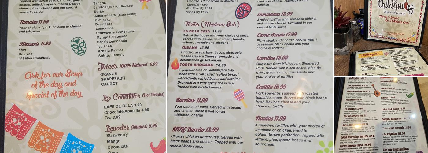 Los chilaquiles Mexican Breakfast Menu