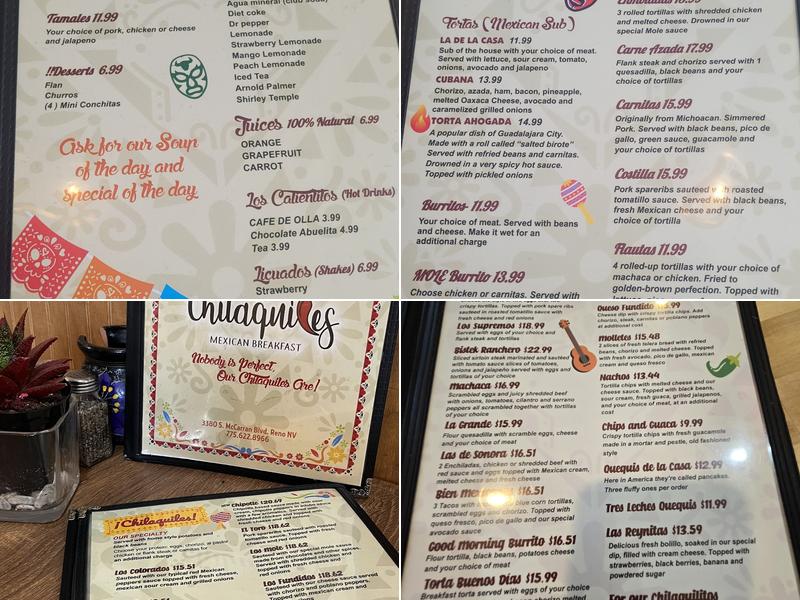 Los chilaquiles Mexican Breakfast Menu