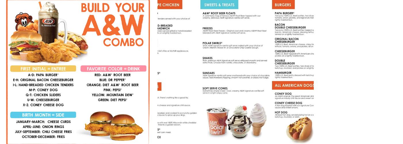 A&W Restaurant Menu