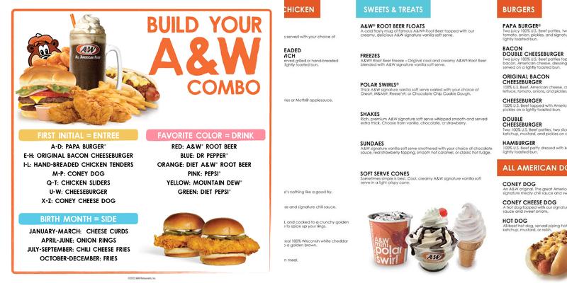 A&W Restaurant Menu