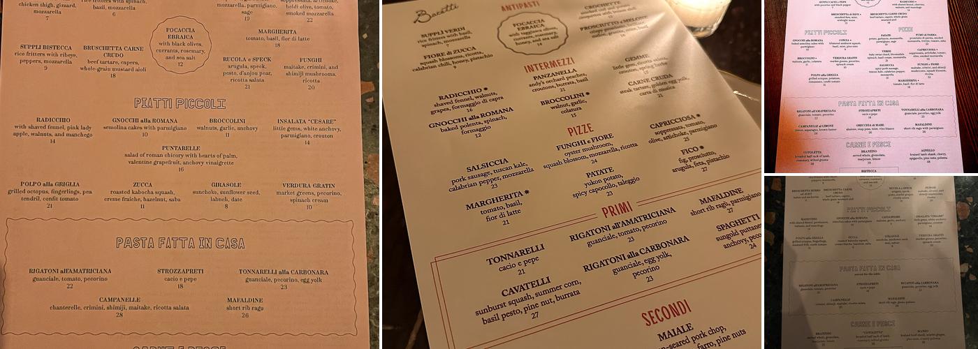 Bacetti Menu
