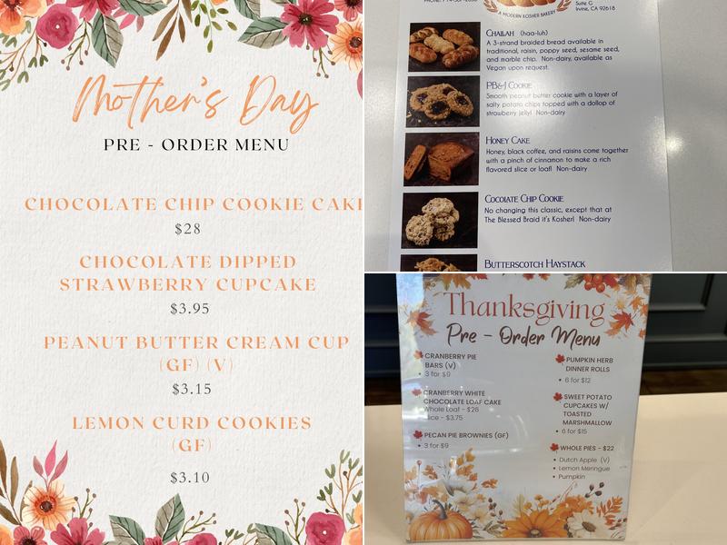 The Blessed Braid Menu