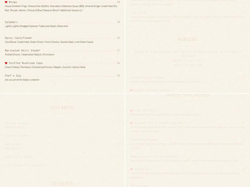 Eclectic Bar and Grill Menu