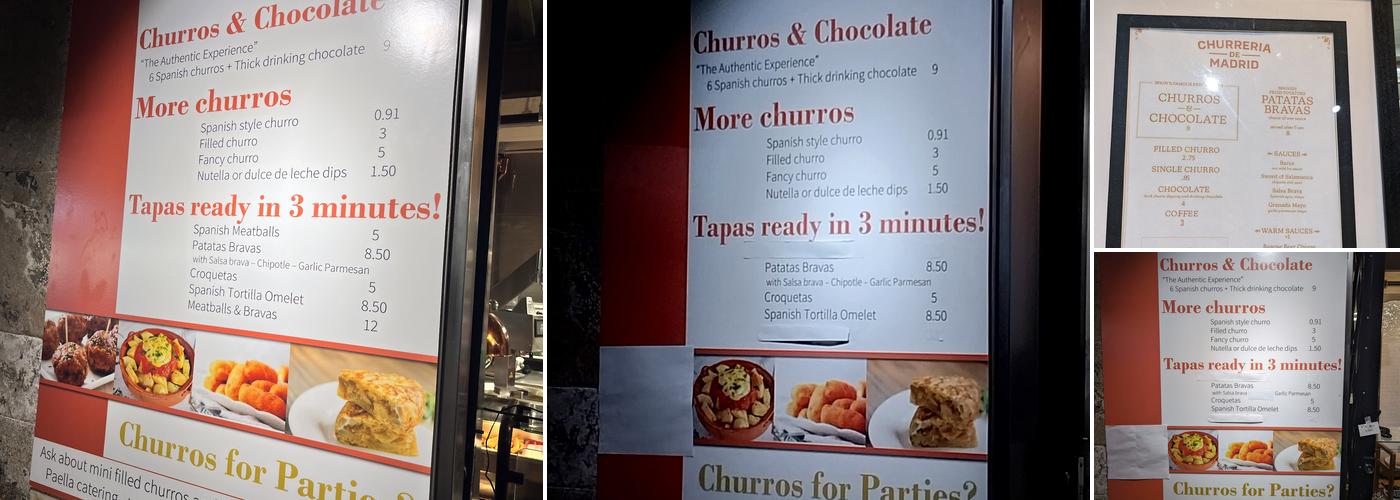 Churreria de Madrid Menu