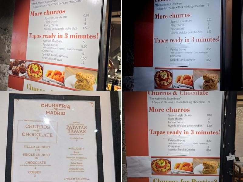 Churreria de Madrid Menu