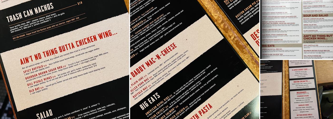 Guy Fieri's Boston Kitchen + Bar Menu