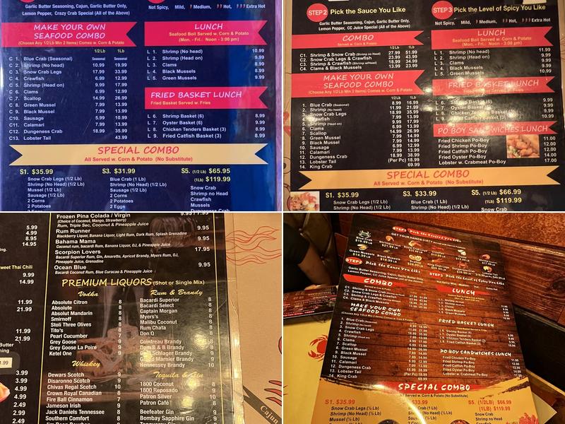 CRAZY CRAB Menu