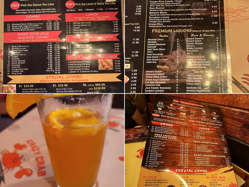 CRAZY CRAB Menu