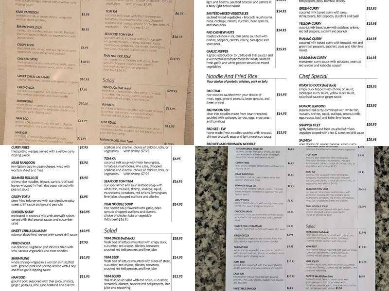Thailicious27 Menu