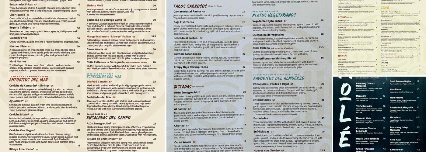 Molé Restaurant Menu