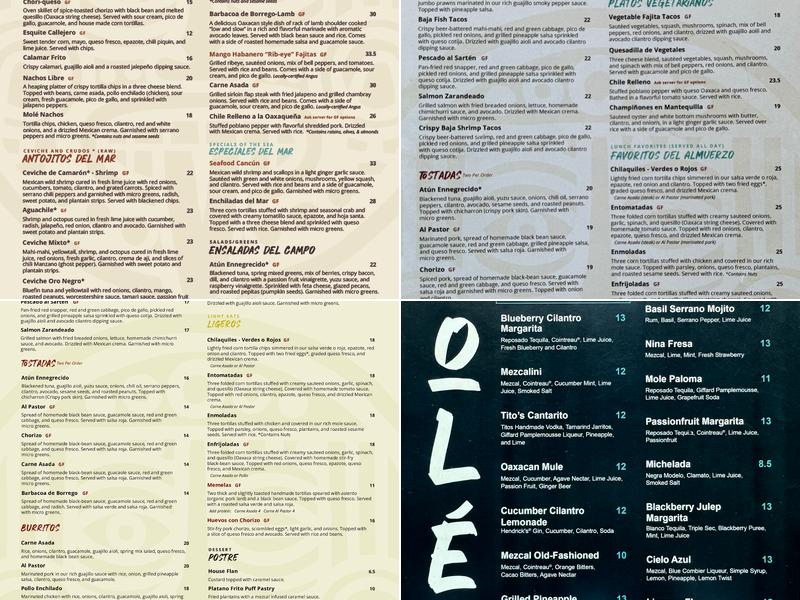 Molé Restaurant Menu