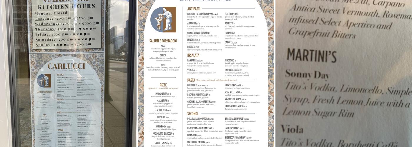 Carlucci Restaurant Chicago Menu