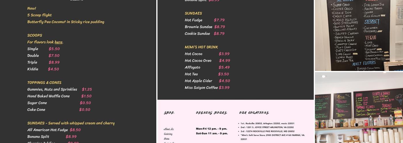 MIMI'S HANDMADE ICE CREAM Menu