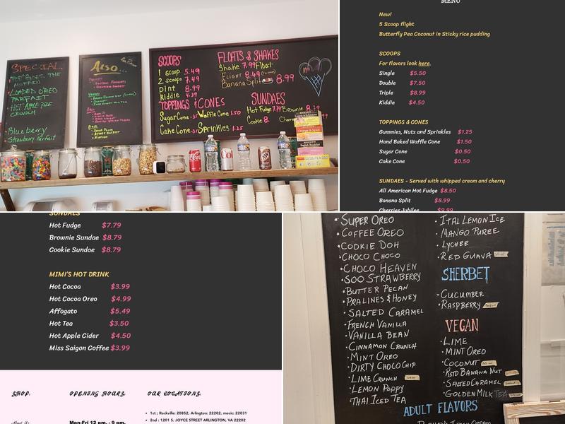 MIMI'S HANDMADE ICE CREAM Menu