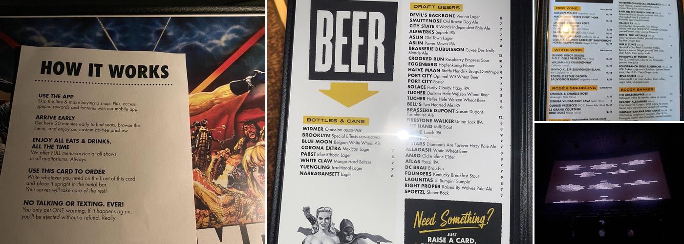 Alamo Drafthouse Cinema DC Bryant Street Menu