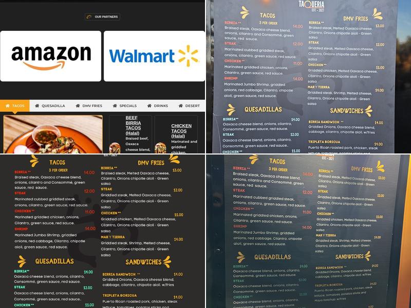 DMV Taqueria Menu