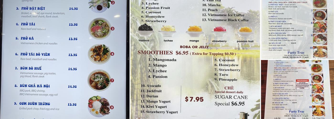 Pho Hanoi Restaurant Menu